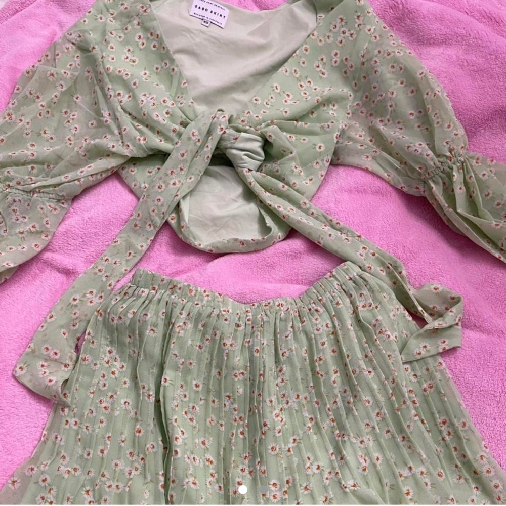 SABO SKIRT - green floral set